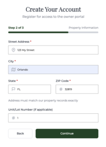 Screenshot showing step 2 of the registration