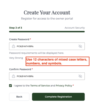 Screenshot showing step 3 of the registration