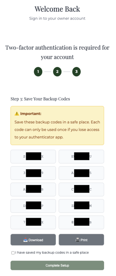 Screenshot showing two-factor authentication step 3